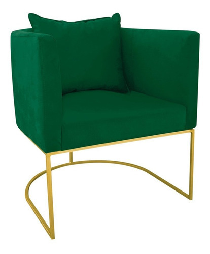 Poltrona Paola Suede Verde Base Metálica Dourado - D'rossi