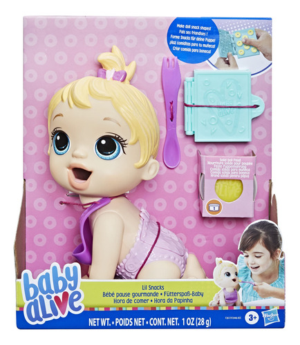 Boneca Baby Alive Lil Snacks Come Cocô, Lanche, 20 Cm, Cabel