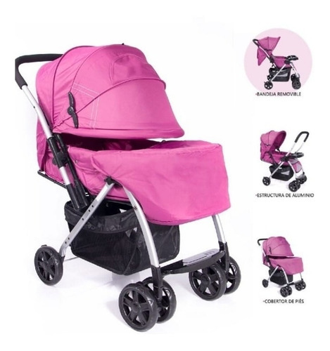 Coche Cuna Ebaby Para Bebe Yodie Color Rosa Color Del Chasis Hay Azul Gris Rojo Negro Rosado