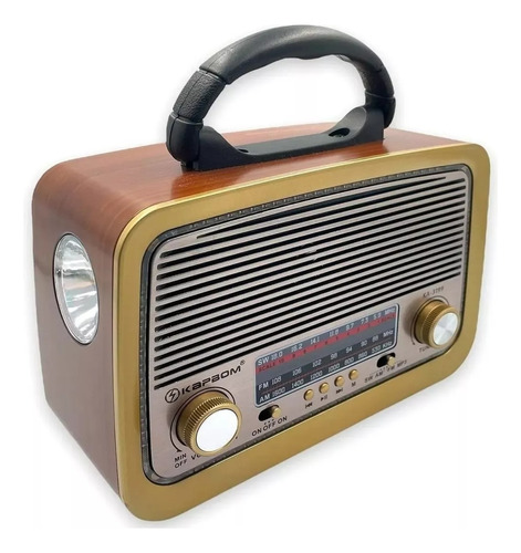 Caixa Som Rádio Retrô A3199 Bluetooth Portátil Recarregável Cor Marrom Vintage 110V/220V
