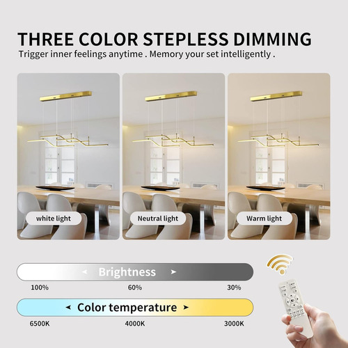 Garwarm Lampara Colgante Moderna Led 45w Para Barra Sala Iluminada Dorado