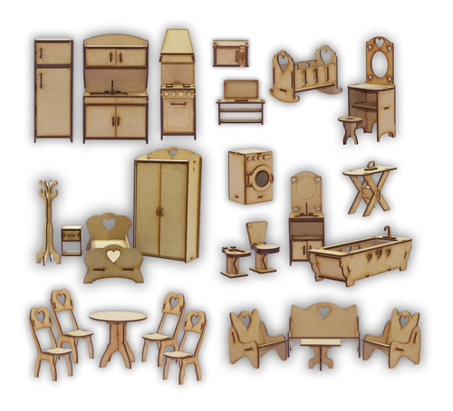 Imagen 3 de 3 de Muebles Para Casita De Muñecas Barbie - Combo Nro. 6