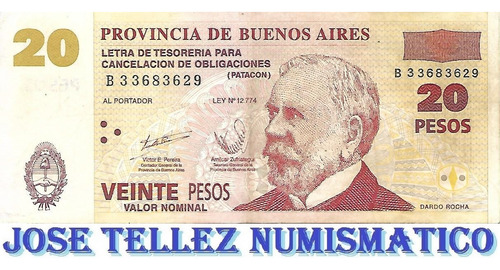 Bono 20 Pesos Patacones Argentina 2001 Mb- Ec# 222 (Usado)