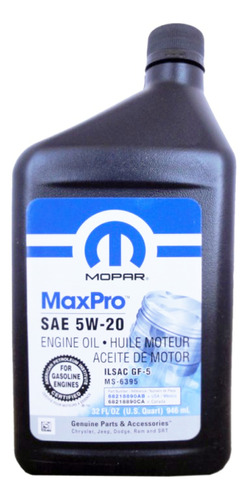 Óleo De Motor Sintético 5w20 Maxpro Jeep - Mopar K68218890la