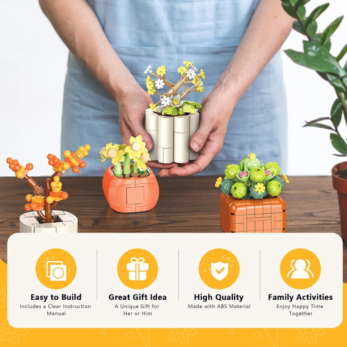 Juego De Construcción De Flores De Bonsái Suculentas, 520 Pi