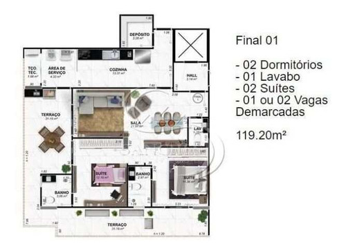 Imagem 16 de 20 de Apartamento 182 M² - Alto Padrão - Em Obras - Vila Caiçara - Praia Grande - Sp - V2827