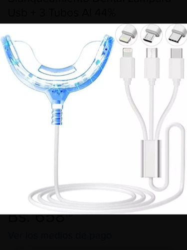 Lampara Led Bucal Blanqueamiento Dental Usb + 3