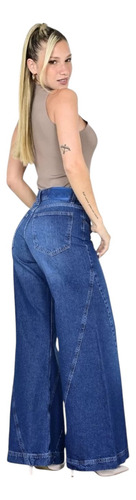Pantalón Wide Leg Jean Palazzo Denin Mujer