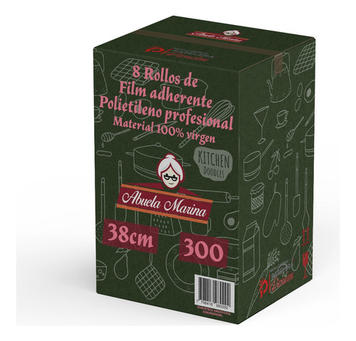 Papel Film Adherente Cocina Rollo 38cm 300mt Comidas X8 Roll