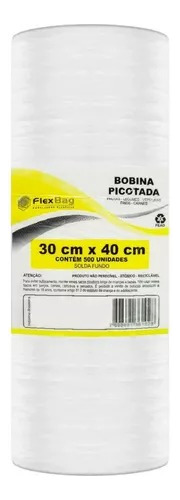Saco Plástico Transparente 30x40 Bobina Picotada Com 500un