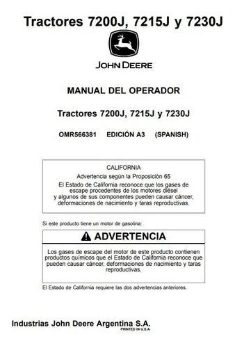 Manual Operador Tractores John Deere 7200/7215/7230j
