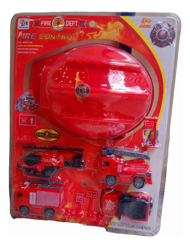 Set De Bombero Juguete Vehículos + Casco +otros Accesorios