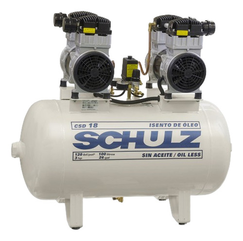 Compressor Schulz Csd 18 100 Litros 120 Libras 2 Motores 1.5 Branco 60 Hz Monofásico