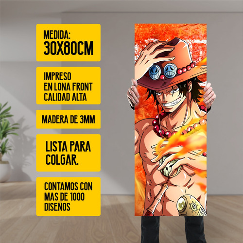 Imagen 2 de 8 de Cuadro Grande De Anime One Piece Portgas D. Ace - Animeras