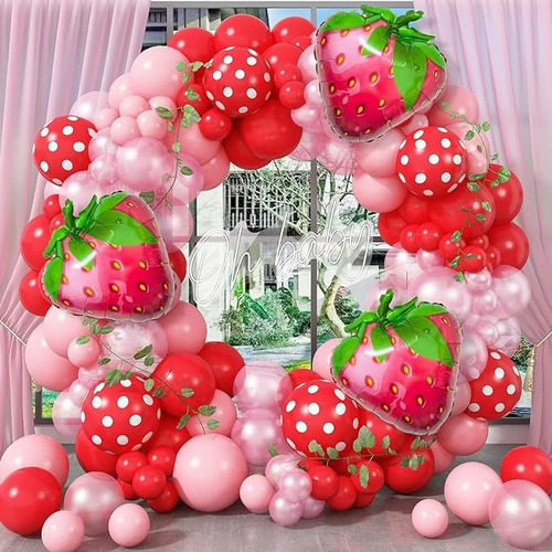 Kit De Arco De Globos De Fresa Fiesta Decoración Cumpleaños