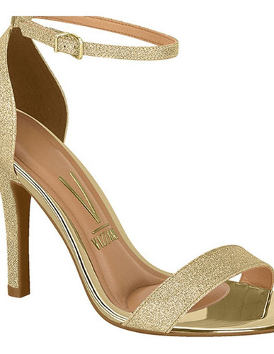 Imagem 3 de 4 de Sandália Salto Fino Social Glitter Vizzano 6249.452 Dourado