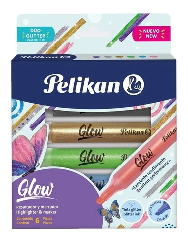 Resaltador Y Marcador Dúo Glow X 6 Unds Pelikan