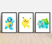 Comprar Set X3 Cuadros Infantiles Pokémon Pikachu - 23x33 Completos
