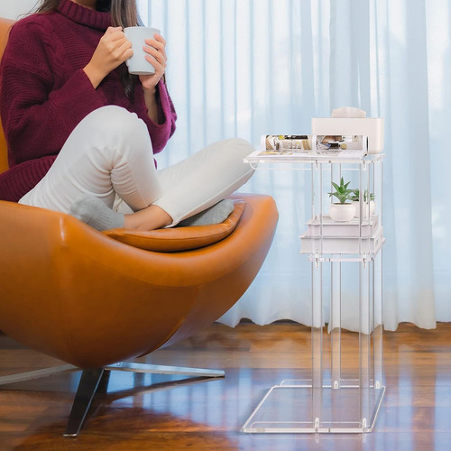 Buro Minimalista Mesa Auxiliar Moderno Recamara Acrilico Color Transparente