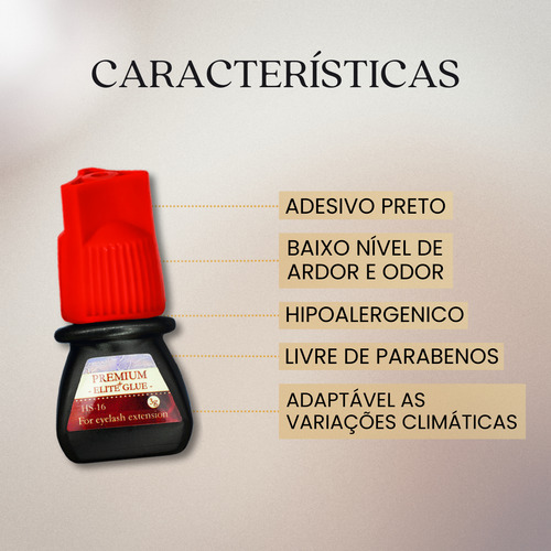 Cola Elite Hs16 3ml Kit 10 Unidades Extensao Cilios Fio Fio