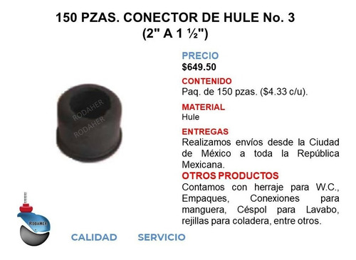 Conector Empaque Para W.c. No. 3 De Hule Paq. 150 Pzas.