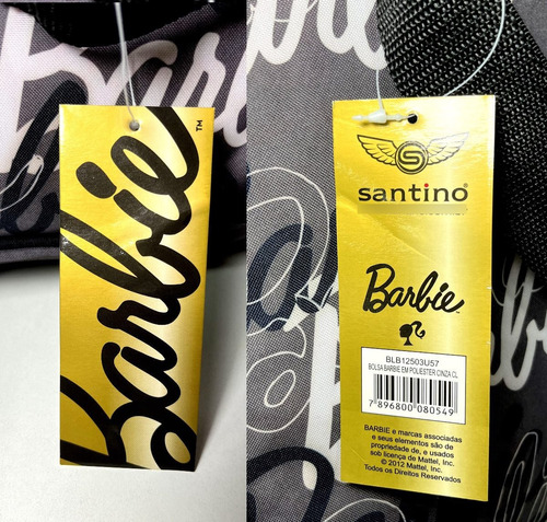 Imagem 5 de 5 de Bolsa Tote Bag Escolar Com Zíper Barbie - Cinza - Original