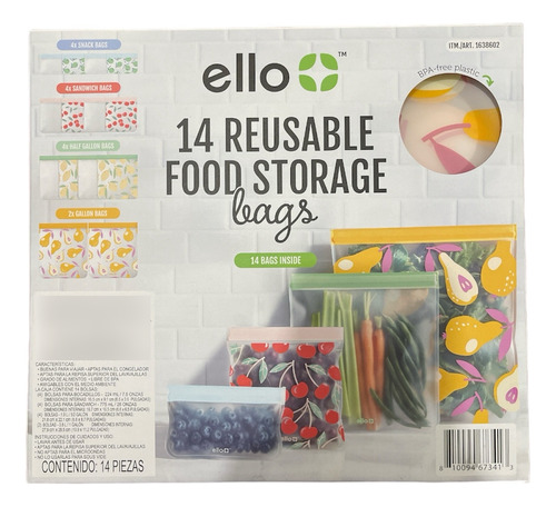 Ello, 14 Bolsas Reutilizables Para Alimentos Food Storage