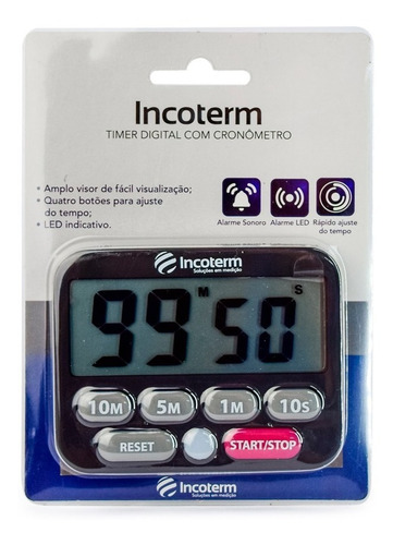 Timer Cronometro Digital E Alarme Visual E Sonoro Incoterm