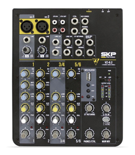 Consola Mixer Skp Vz 6.2 Mixer Con Usb. 6 Canales