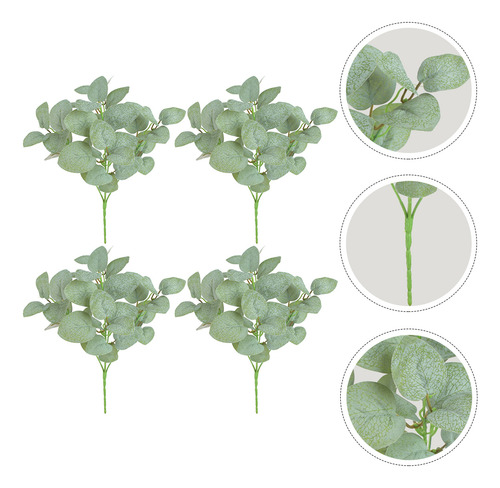 Arreglo Floral Artificial Con Hojas De Eucalipto, 4 Unidades