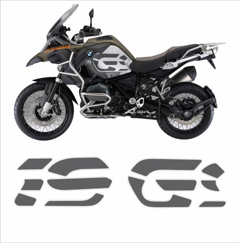 Par Adesivos Laterais Tanque Bmw R1200 Gs Adventure Cinza