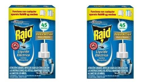 2x Raid Recarga Liquido Repelente 45noche Envio A Todo Chile