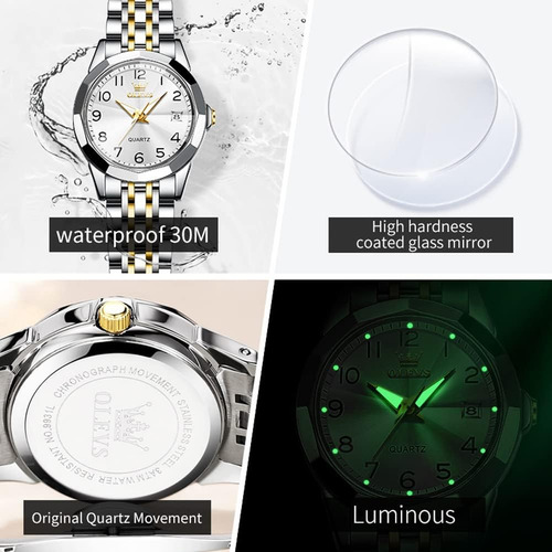 Olevs Relojes Para Mujer Vestido De Lujo Relojes Blancos Con