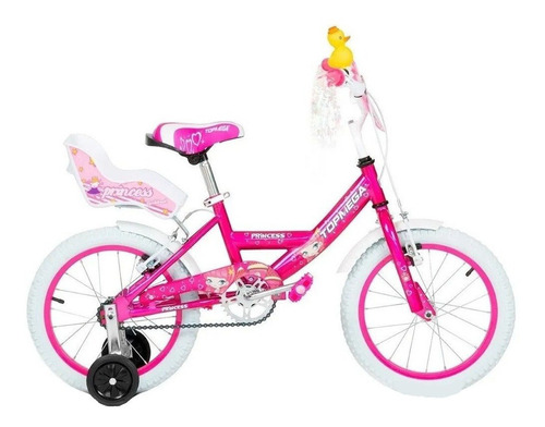 BMX infantil TopMega Kids Princess R16 frenos v-brakes color rosa con ruedas de entrenamiento  