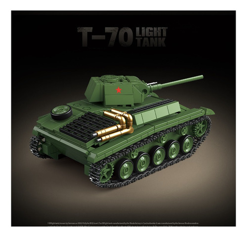 Bloques Para Armar Tanque T70 Con Soldaditos Sovieticos Ww2 689