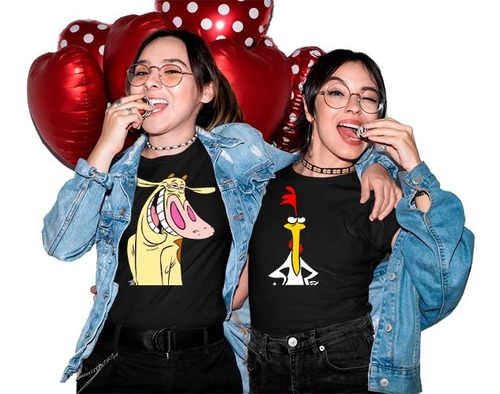 Playeras Estampado La Vaca Y El Pollito Duo Novios Camisetas