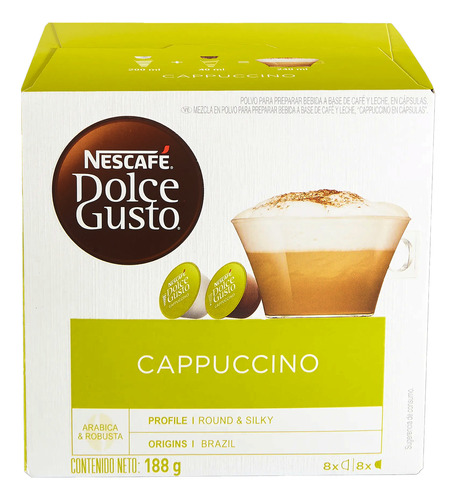 Café Nescafé Dolce Gusto Cappuccino 16 Cápsulas 188g