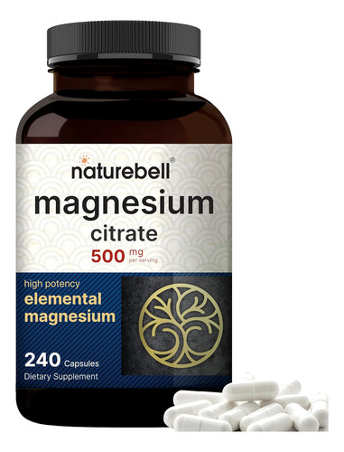 Citrato De Magnesio Magnesium Citrate 180 Capsulas De Eeuu