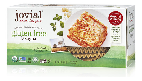 Jovial - Pasta De Arroz Integral Organica Sin Gluten, Lasana