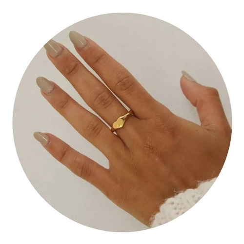 Anillo Corazón Moda Luxe Chapa De Oro 18 K Acero Inoxidable