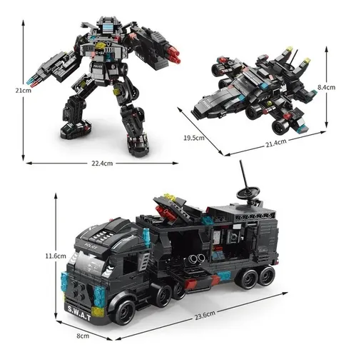Armatodo Bloques Construccion Robot Policía De Ciudad 585pcs