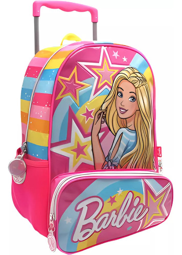 Mochila Barbie Estrellas Escolar Carro 16 Pulgadas Wabro Color Rosa
