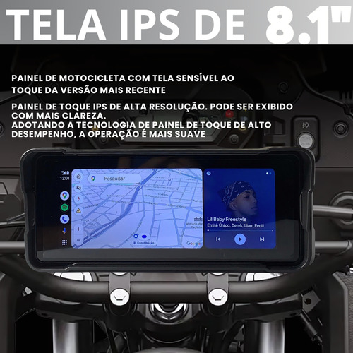 Multimídia Universal 8.1 Pol Moto, Carplay Android + Ip67
