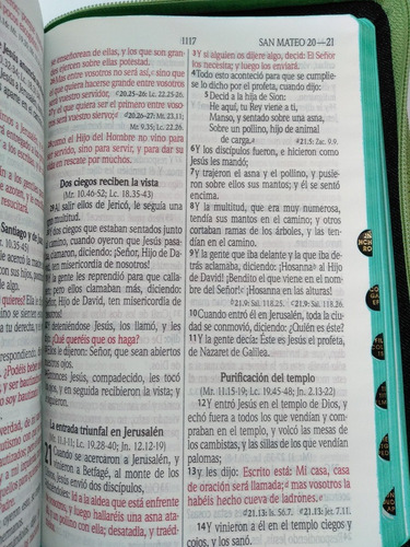 Imagen 10 de 10 de Biblia Letra Grande Rvr-1960 Con Índice Jeans Cierre Verde