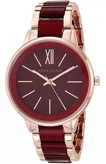 Reloj Mujer Anne Klein Cristal Mineral 32 Mm Ak/1412rgby Color de la correa Rosa Dorado/Rojo Color del bisel Rojo Color del fondo Rojo