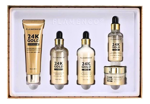 Kit Skin Care Antiedad Reafirmante 24k Gold 5 Un. Flamenco 