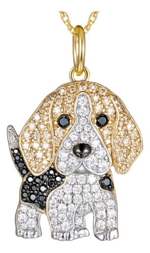Collar Cadena Perrito Beagle Regalo Mujer Hombre Baño Oro
