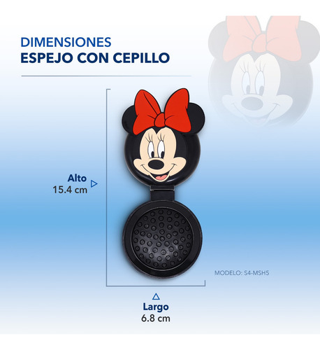 Cepillo Minnie Mouse Rosa Con Espejo Integrado Portátil