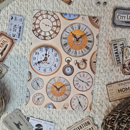 Papeles Vintage Para Scrapbook Journaling Envolver Reloj X8 Gris Relojes Vintage