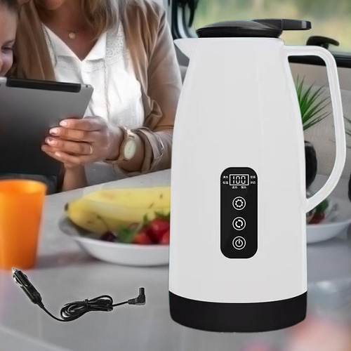 Caldeira De Água Viagem Carro Chaleira 12v 24v Branco 1,5l